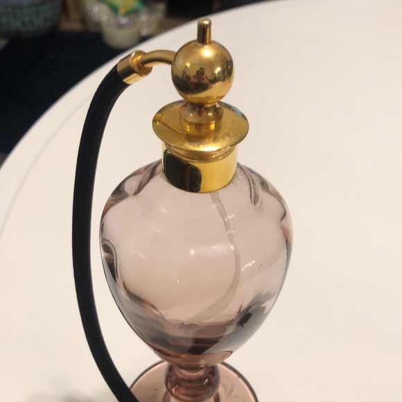 Vintage Pink-Purple Glass Perfume Bottle With Atomizer MCM Deco Revival - Picture 2 of 7